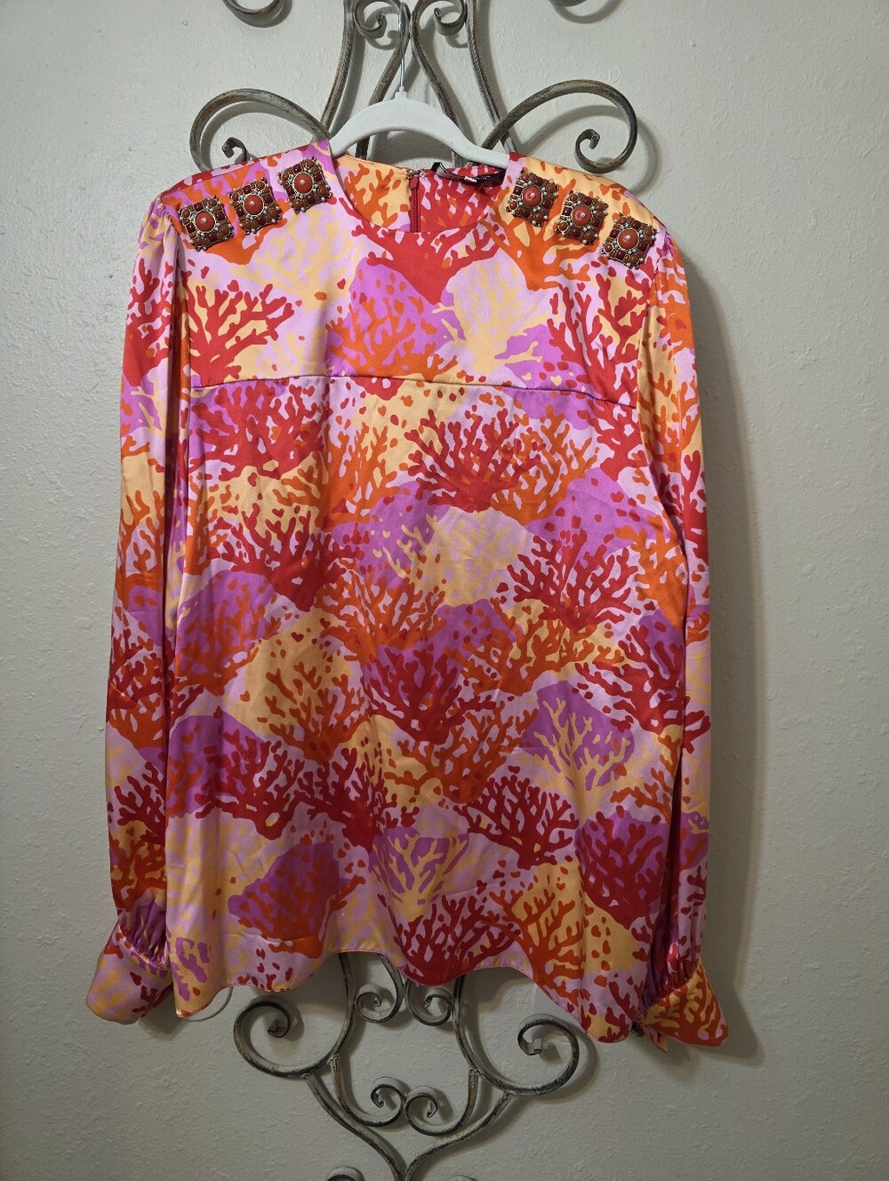 Andrew GN Coral-Print Top